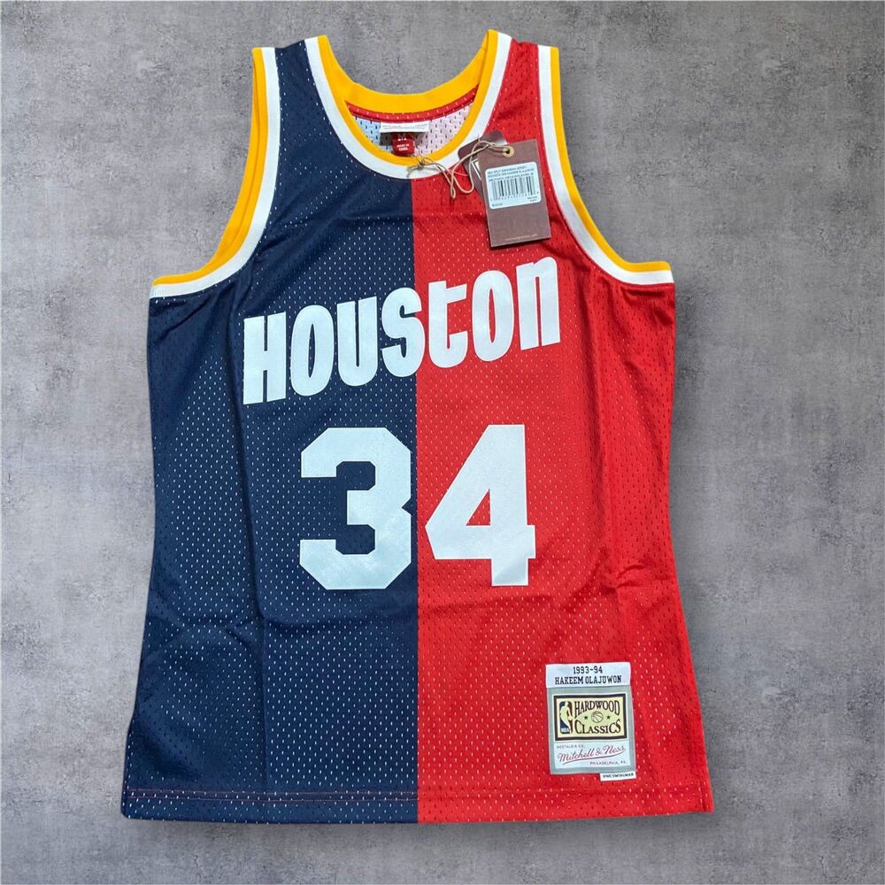 Mitchell & Ness Hakeem Olajuwon Navy/Red Houston Rockets Swingman Jersey Size M